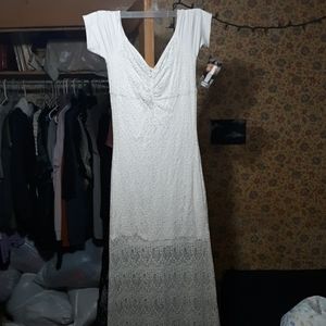 Long white lace dress